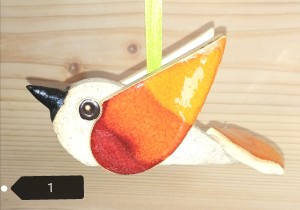 Ptaszek ceramiczny wiszący rękodzieło polskie 