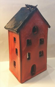 Kamieniczka ceramiczna pomarańczowa/Świecznik 