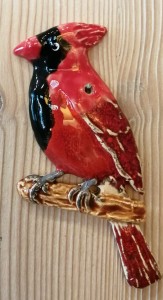 Ptaszek ceramiczny Kardynał Szkarłatny