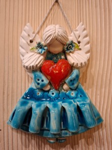 Anioł ceramiczny turkusowy 