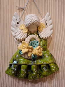 Anioł ceramiczny zielony